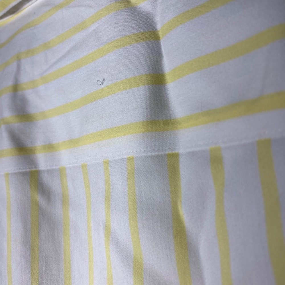 Foxcroft NYC Womens Yellow White Striped Non Iron Stretch Button Up Shirt 6 flaw - Picture 6 of 6